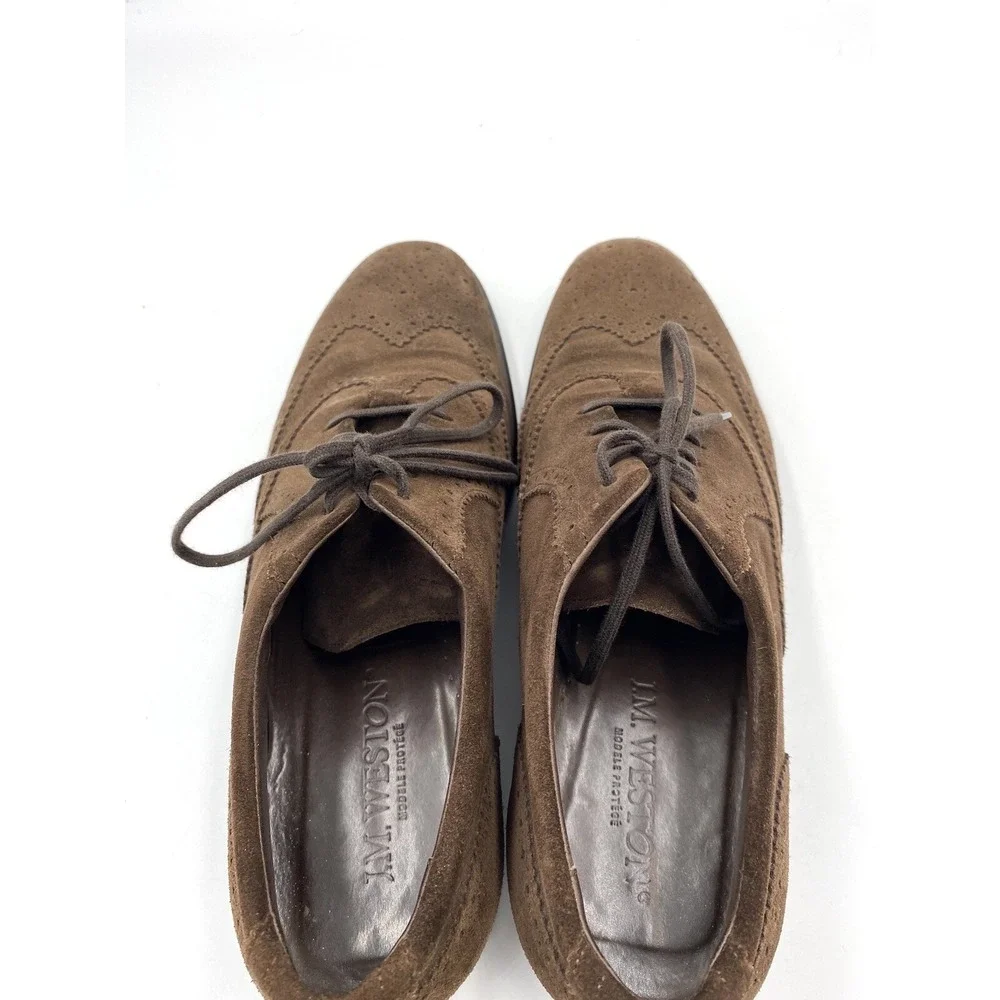 JM Weston Men's Suede Leather Oxford Dress Shoes Brown Size‎ 7.5 D